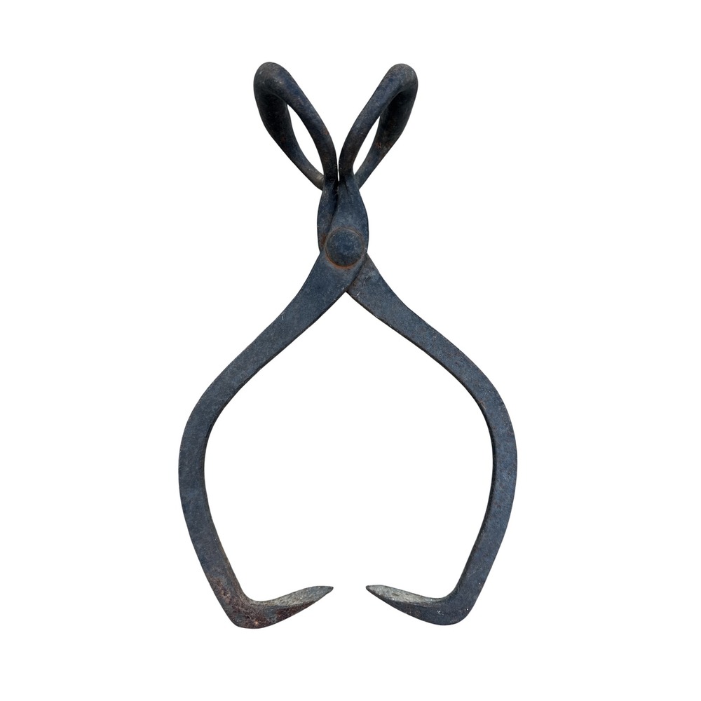 Unbranded Ice Tongs Unisex‎ Black Antique Hand Forged Iron Primitive Tool